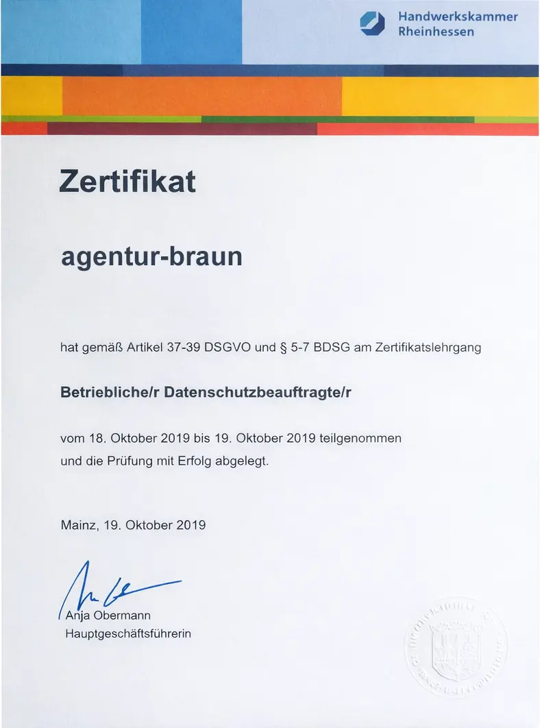 Datenschutzbeauftragter Ludwigsburg-Zertifikat Datenschutzbeauftragter Ludwigsburg-Zertifikat