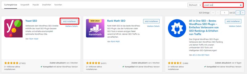 Yoast SEO Plugin - Installierung